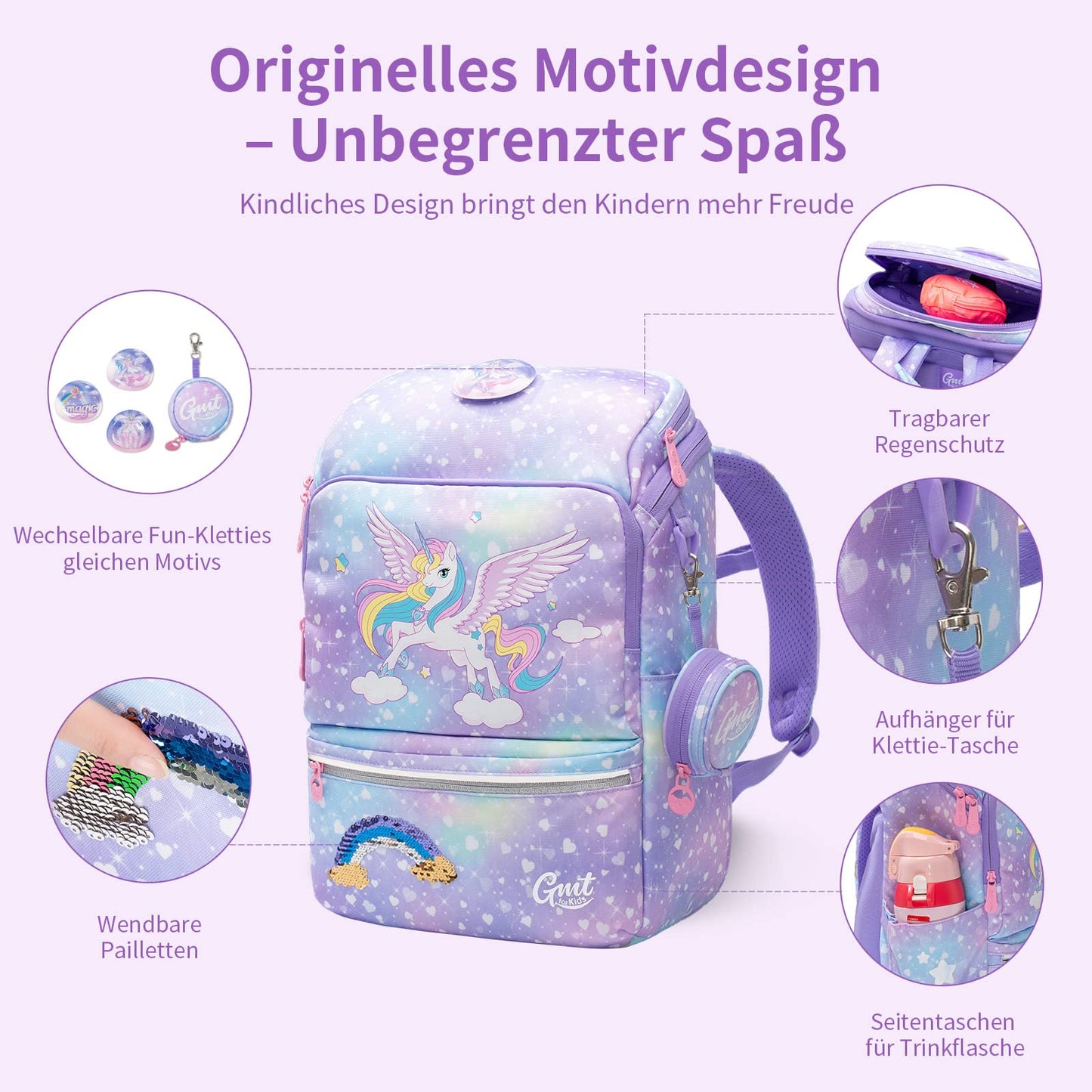 GMT for Kids Schulranzen-Set 6-teilig | Ultraleicht | Ergonomisch | 22L | 1.-4. Klasse