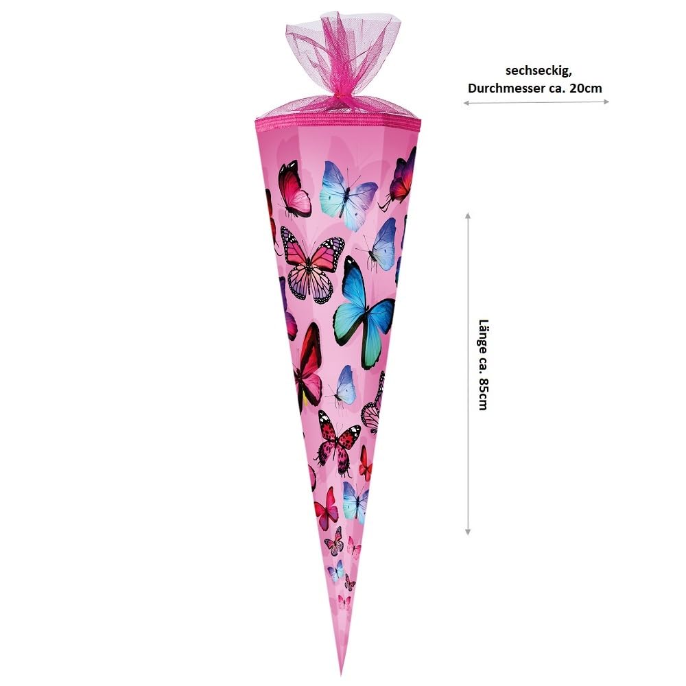 Familando Schulranzen Komplett-Set | Ergonomisch | Mit Schultüte | Butterfly Pink