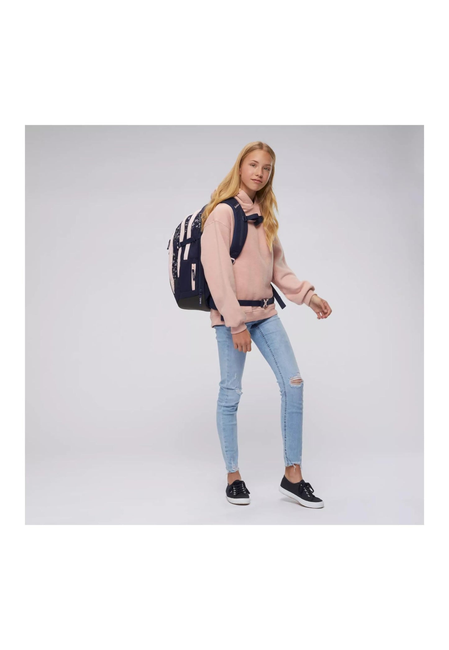 satch match Schulrucksack | Ergonomisch | Erweiterbar 35L | Fronttasche | Dunkelblau