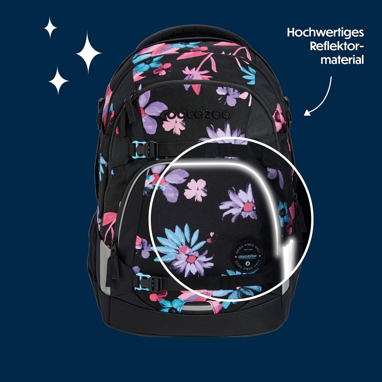 coocazoo Mate Rucksack „Floral Artnight“ | Ergonomisch | Höhenverstellbar | ab 3. Klasse