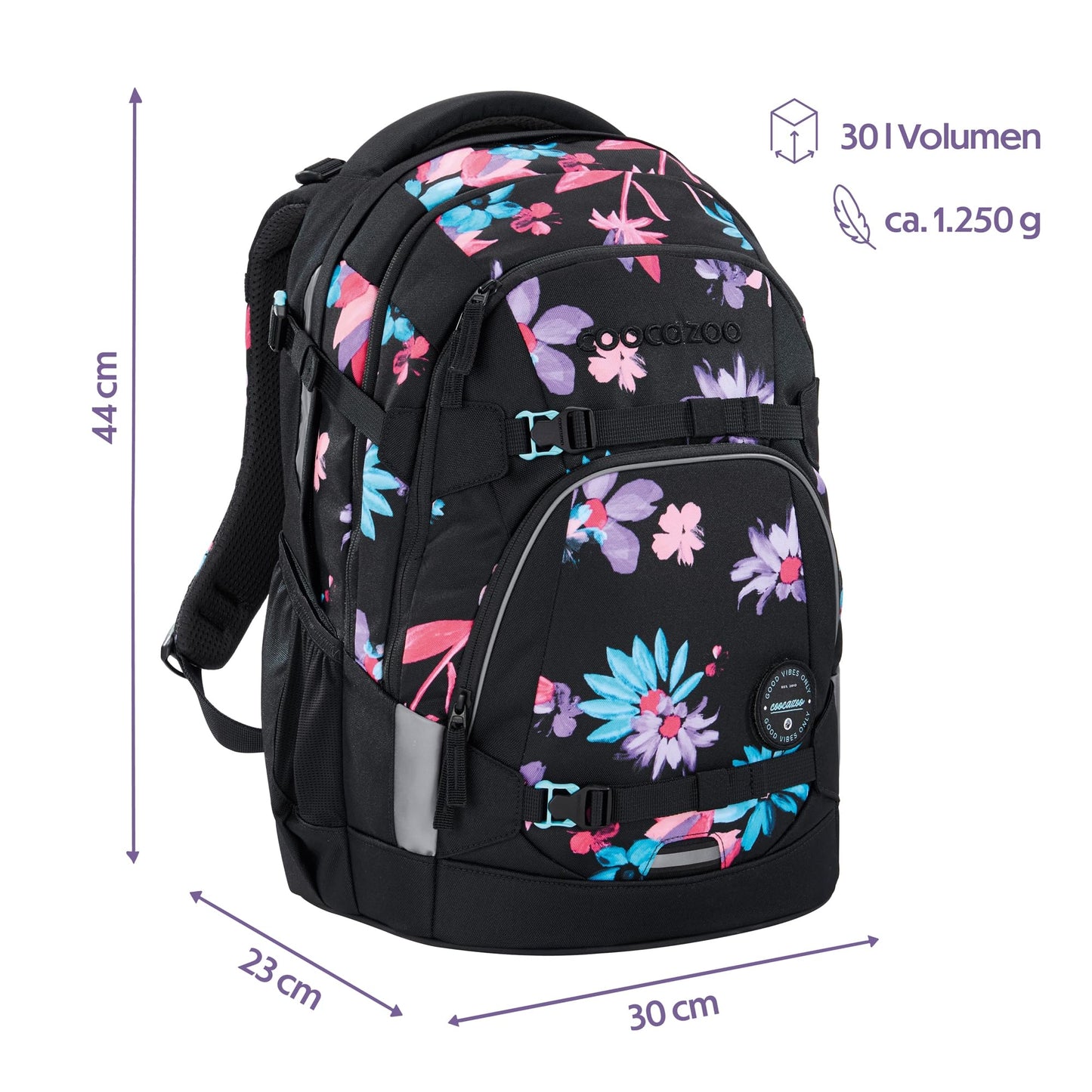 coocazoo Mate Rucksack „Floral Artnight“ | Ergonomisch | Höhenverstellbar | ab 3. Klasse